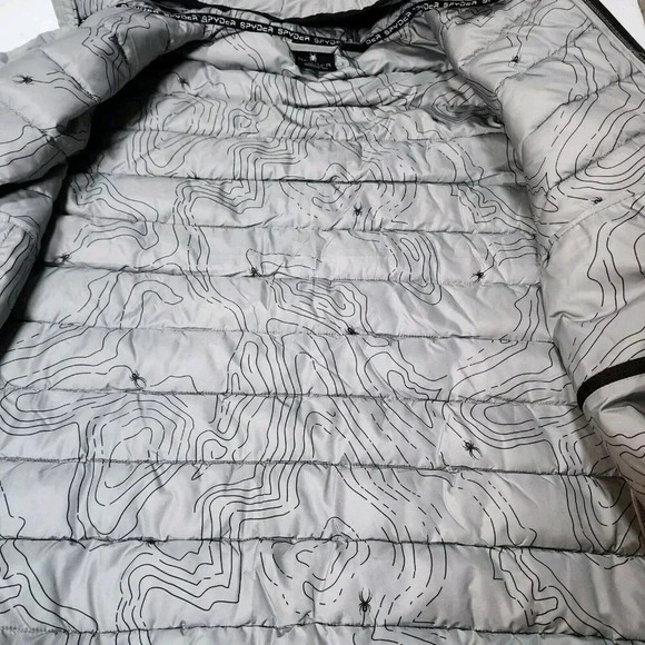 Spyder jacket Men's Size XL Gray Long Sleeve  Hoodie Full Zip winter Coat - Picture 14 of 16